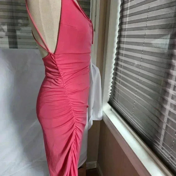 The Andamane Irina Draped Midi Dress in Coral Pink, Sz 42/ US 10/12 Homecoming - Picture 4 of 6